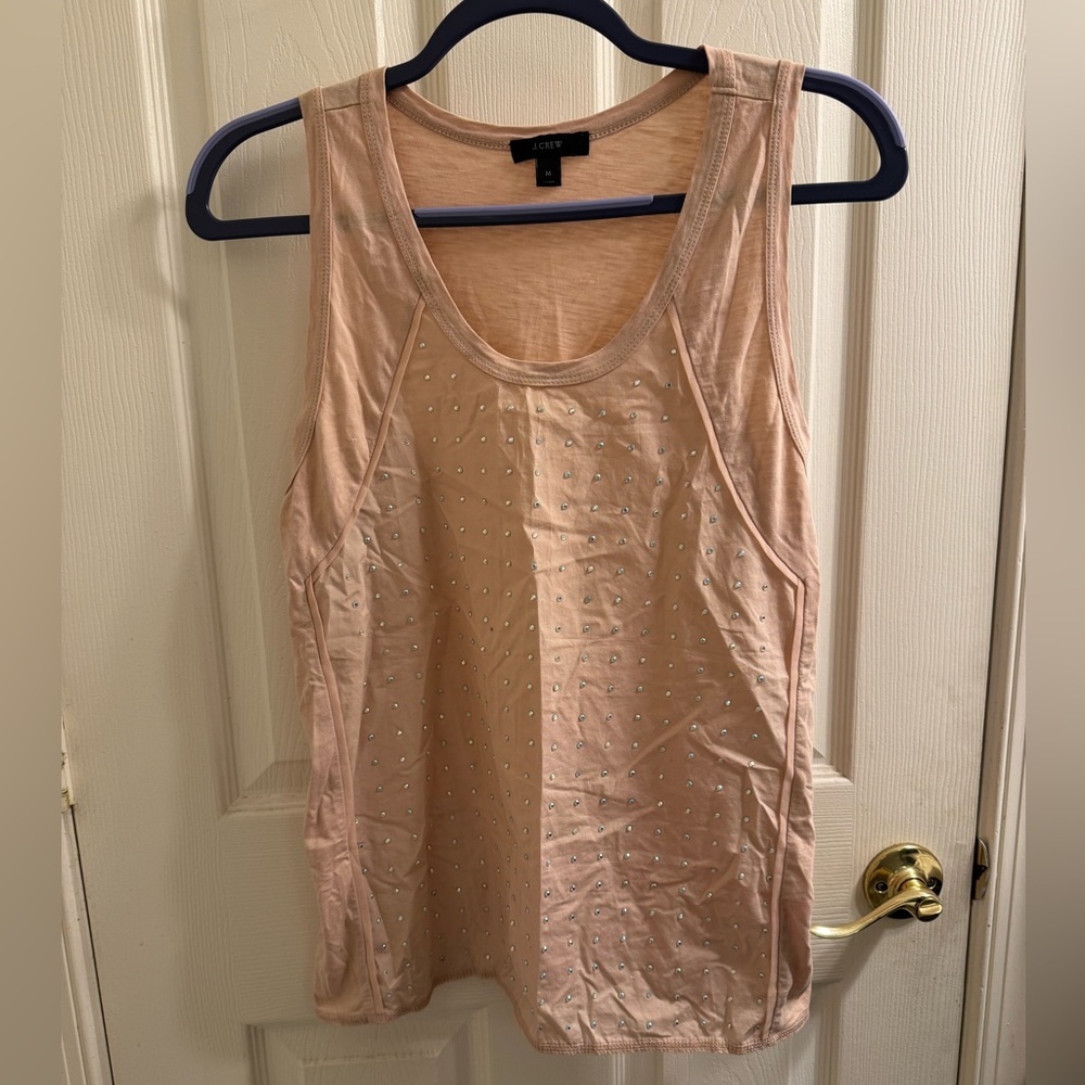 J Crew Women's Blush Studded Tank Top